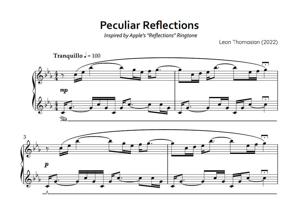 Peculiar Reflections - Ringtone Composition - Sheet Music Preview