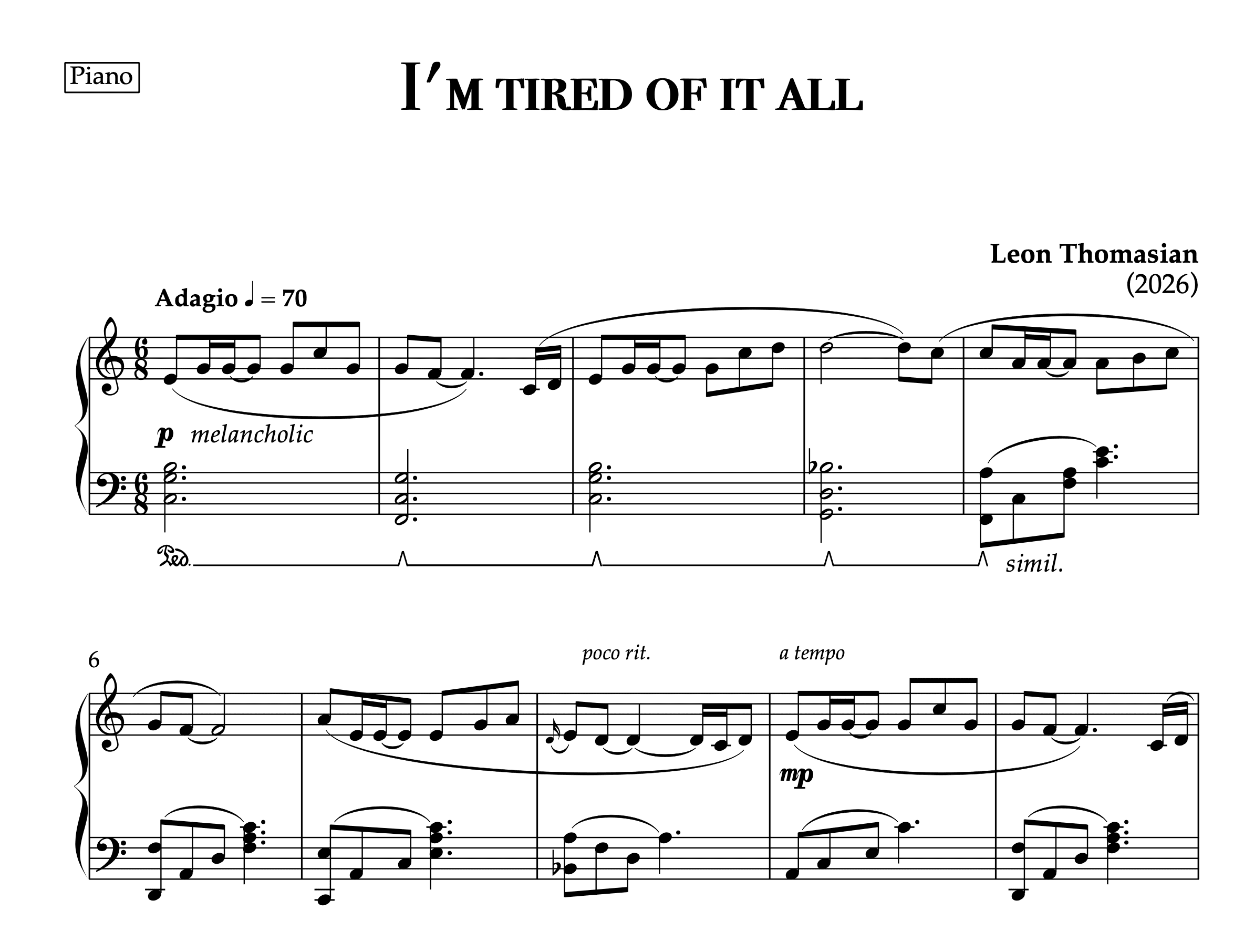 I'm tired of it all — score preview